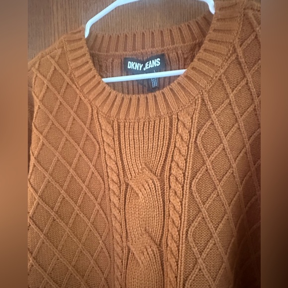 NWT DKNY Chunky Knit Cropped Sweater Drawstring on Bottom Cable Details size 1X - Picture 5 of 7